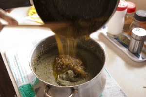 Adding onion Besara